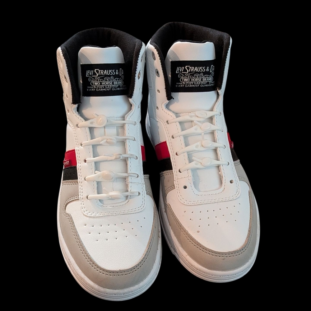 Levi's Kids White and Red High-Top Sneakers